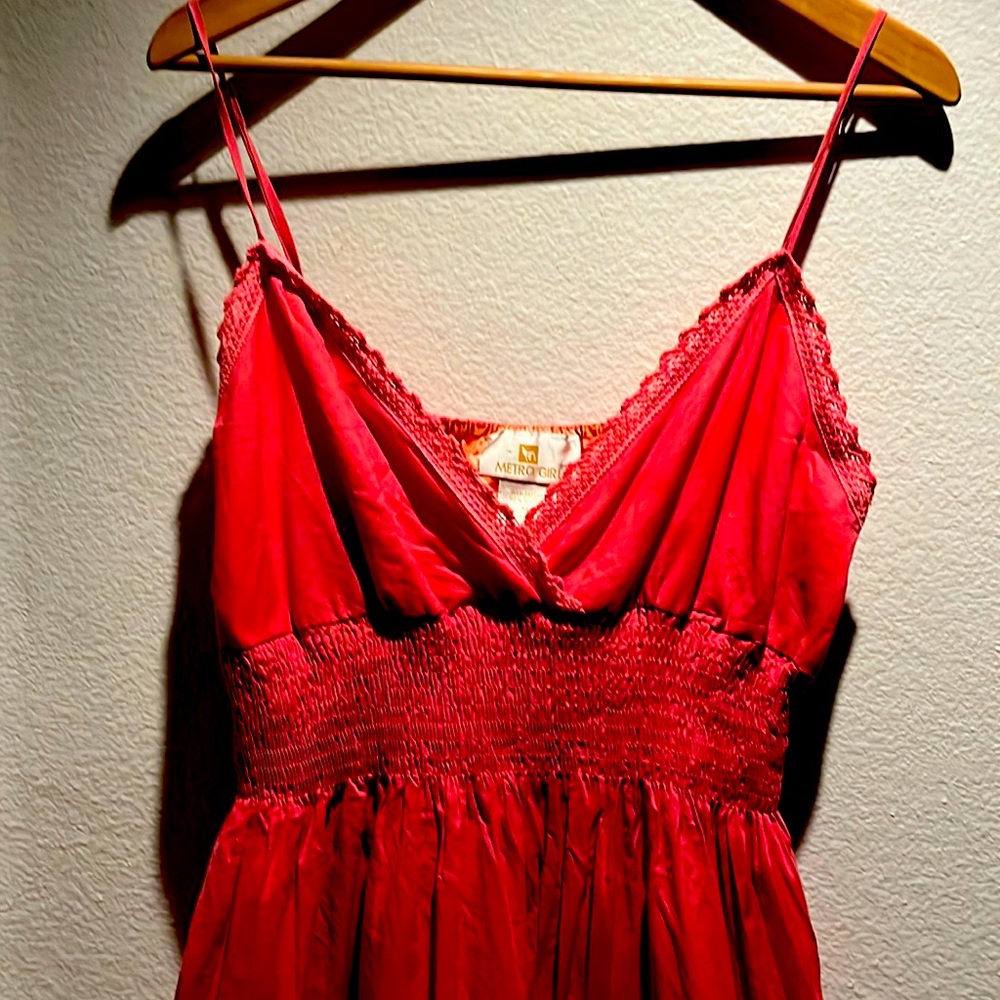 Coral colored sundress. Fully lined,Extra Large, below the knee. Coral Crochet